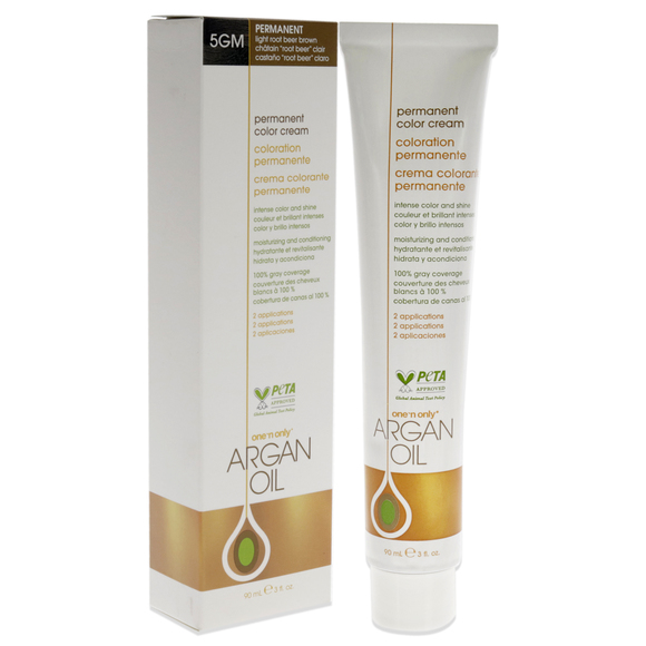 Argan Oil Permanent Color Cream - 5GM Light Root Beer Brown by One n Only 3 oz - Picture 2 of 3